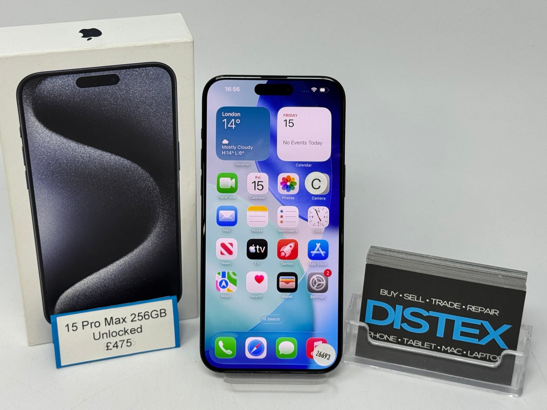 Apple iPhone 15 Pro Max 256GB Unlocked Black Titanium (C) M26693