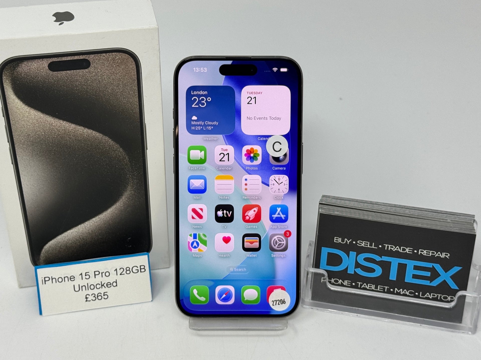 Apple iPhone 15 Pro 128GB Unlocked Black Titanium (C) M27206