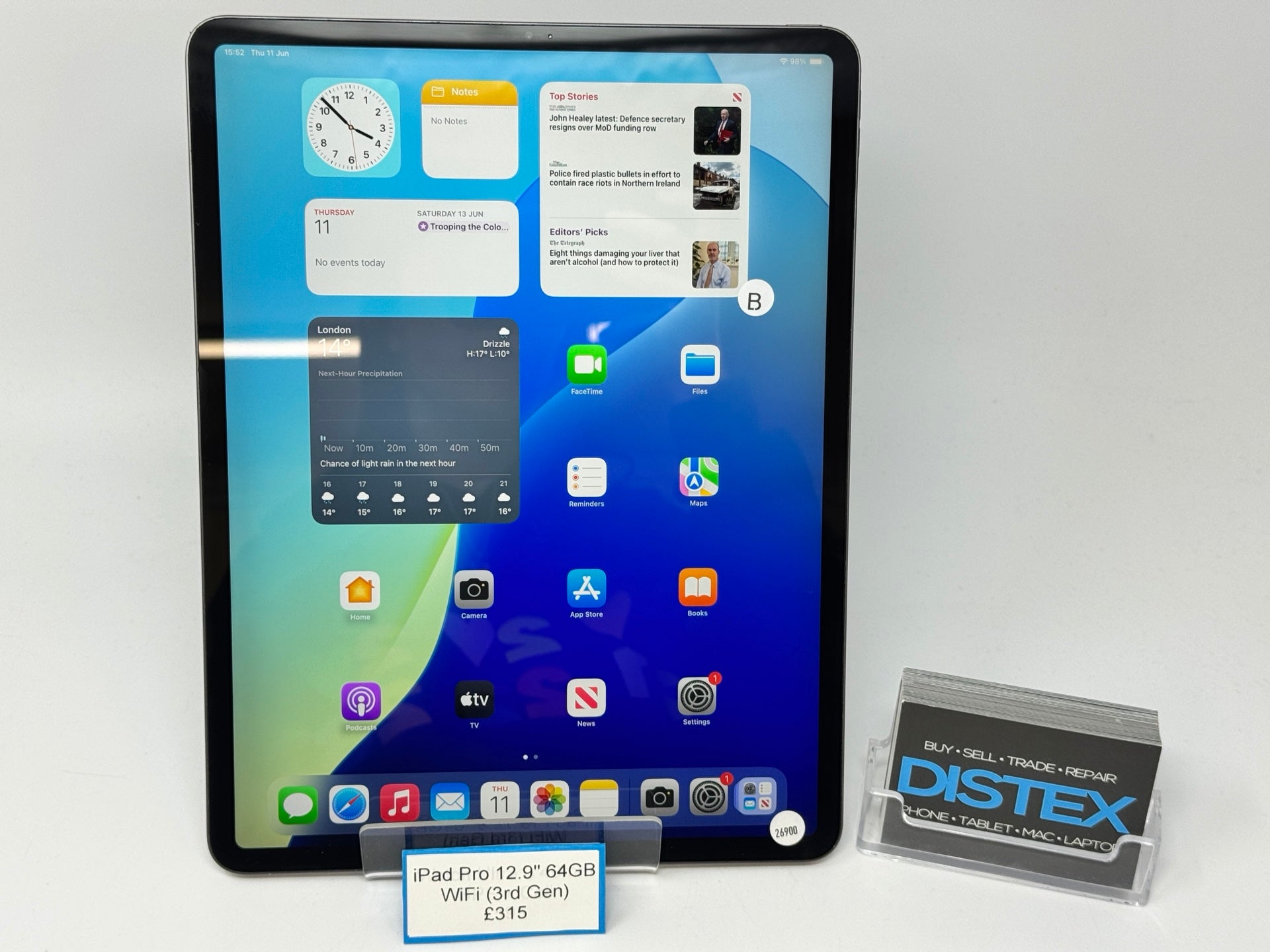 Apple iPad Pro 12.9" (3rd Gen) 64GB WiFi Space Grey (B) M26900