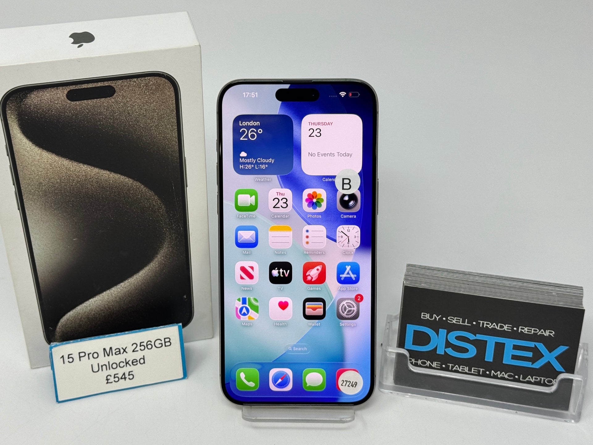 Apple iPhone 15 Pro Max 256GB Unlocked Natural Titanium (B) M27249