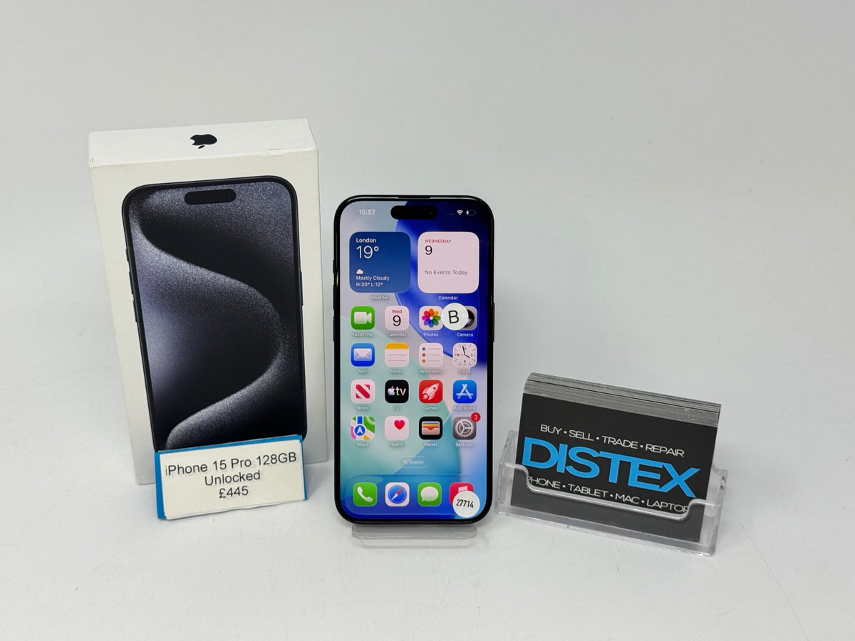 Apple iPhone 15 Pro 128GB Unlocked Blue Titanium (B) M27714