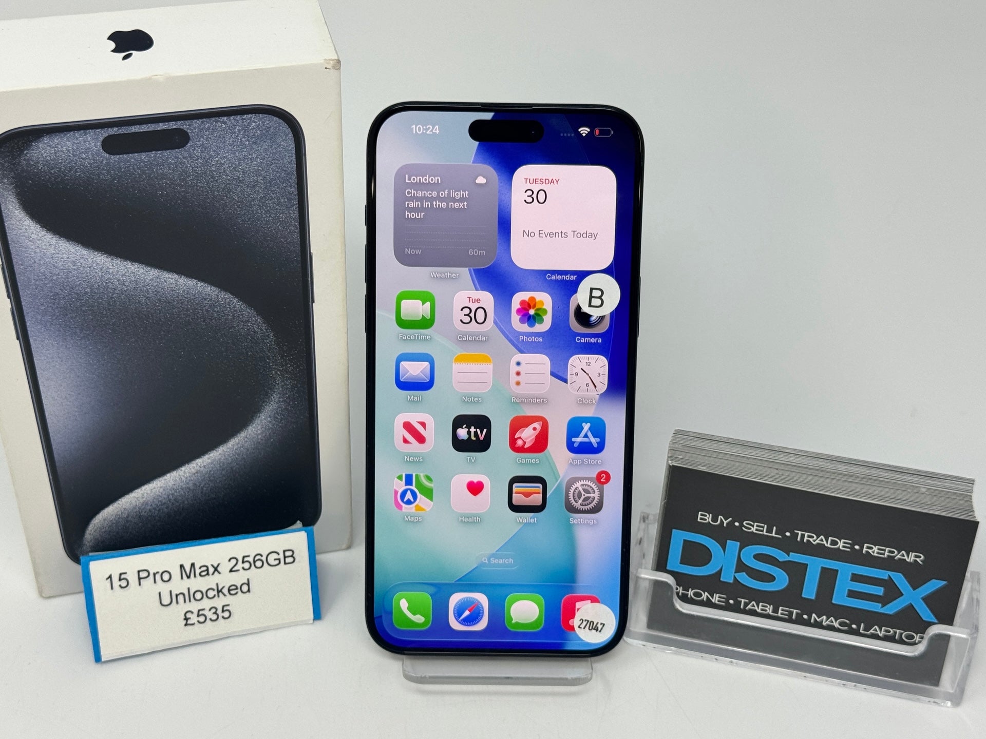 Apple iPhone 15 Pro Max 256GB Unlocked Blue Titanium (B) M27047
