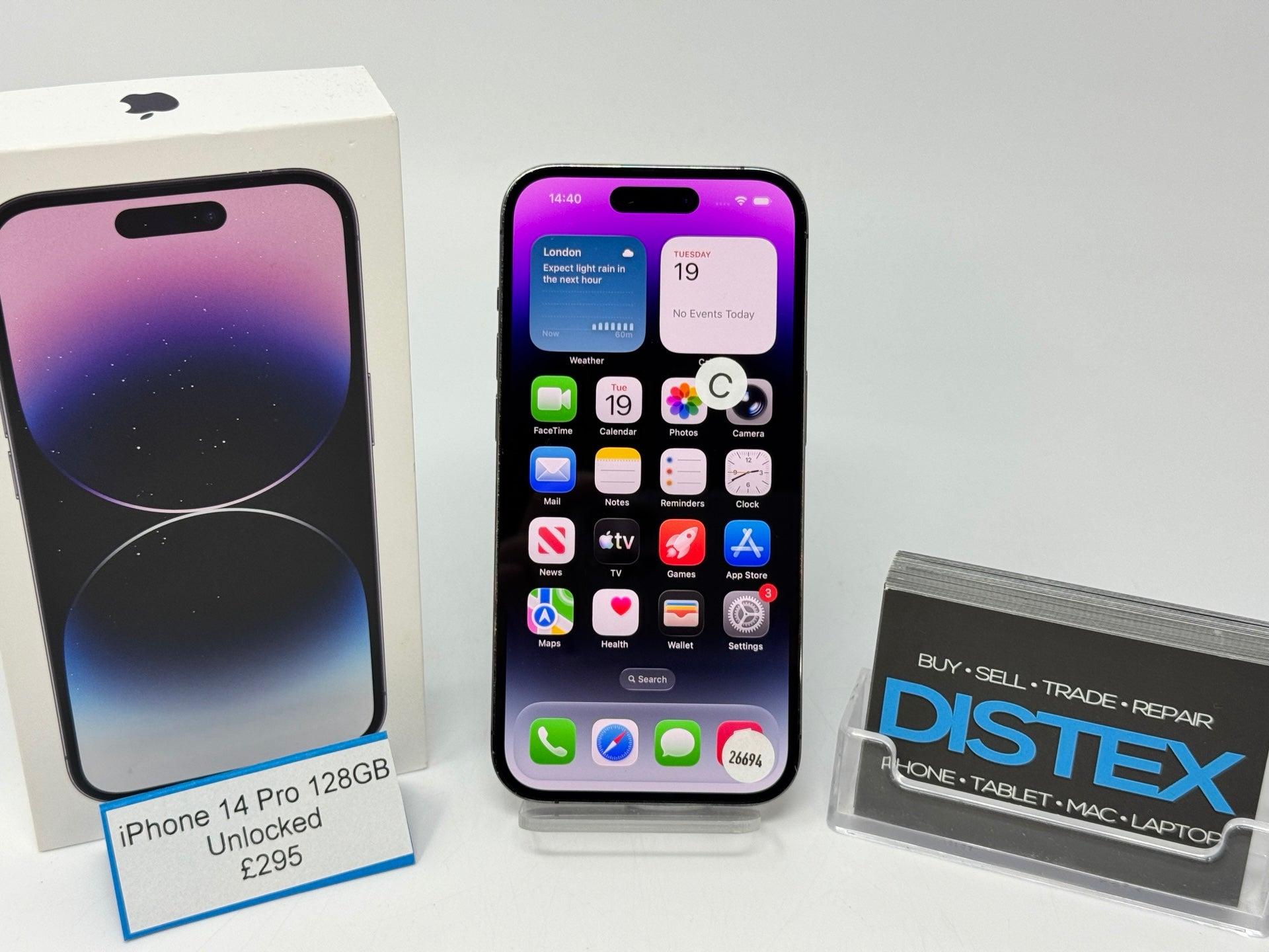 Apple iPhone 14 Pro 128GB Unlocked Deep Purple (C) M26694