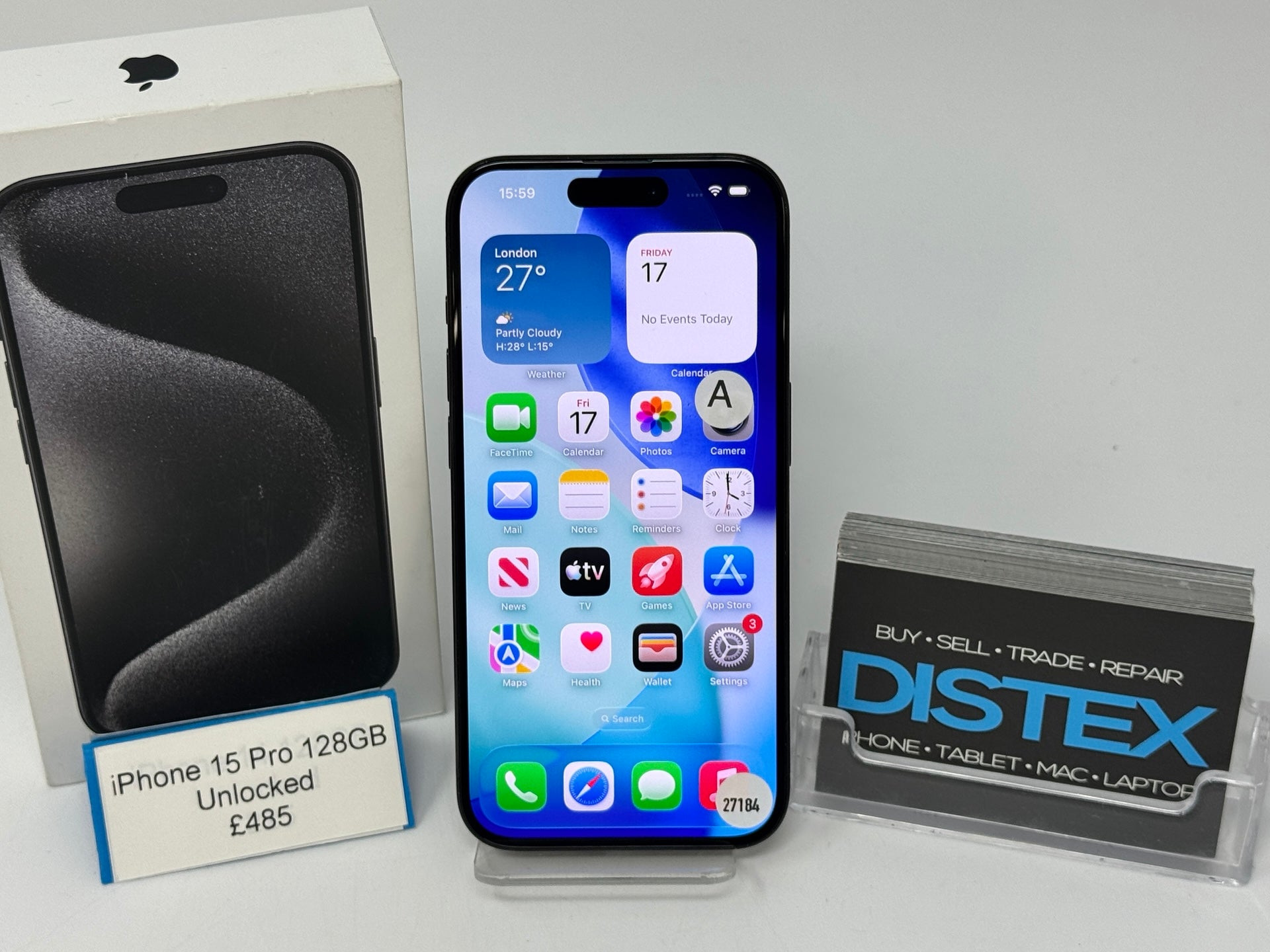 Apple iPhone 15 Pro 128GB Unlocked Black Titanium (A) M27184