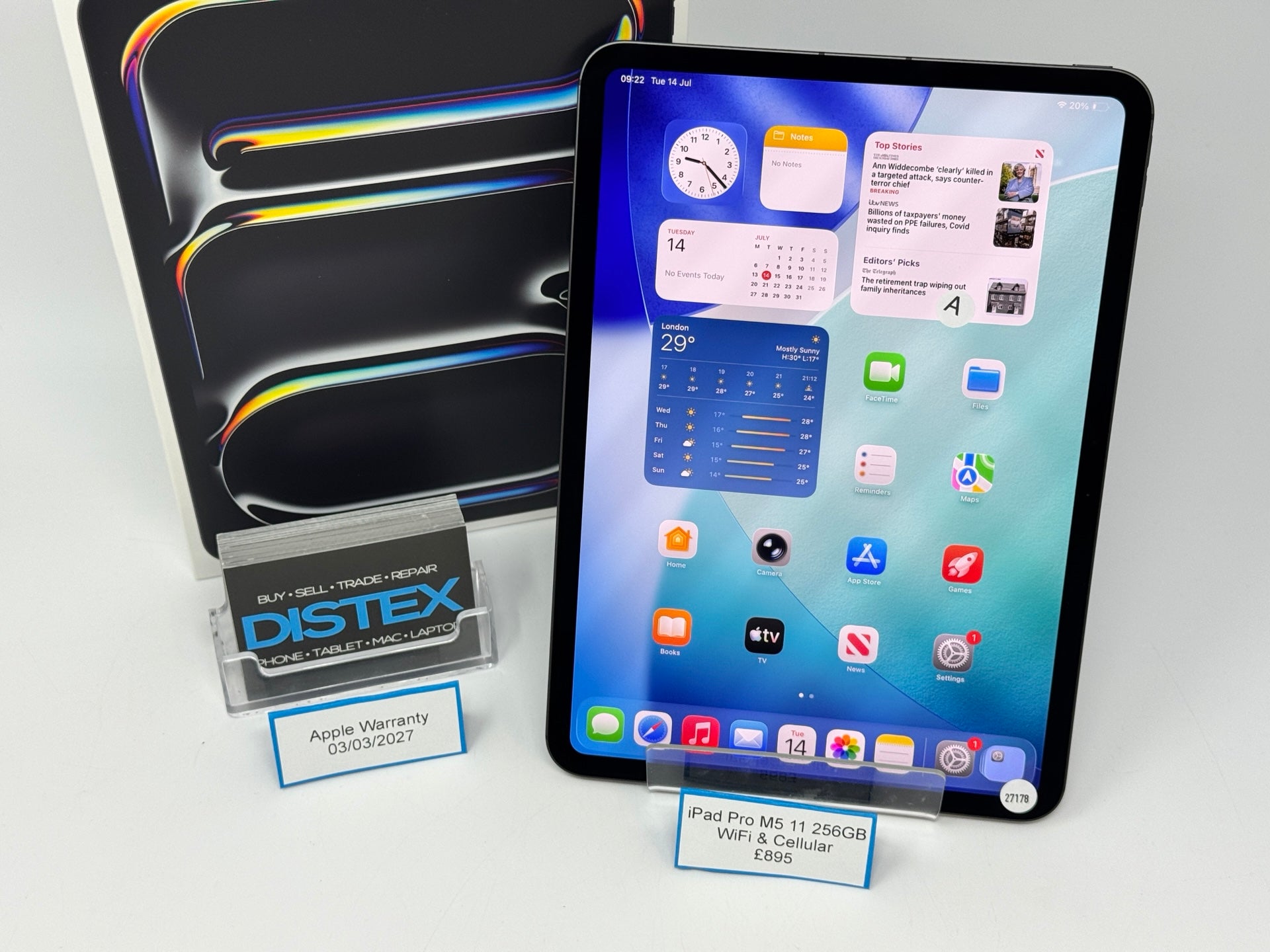 Apple iPad Pro 11" M5 256GB WiFi+Cellular Space Black (A) Apple Warranty 03/03/2027 M27178