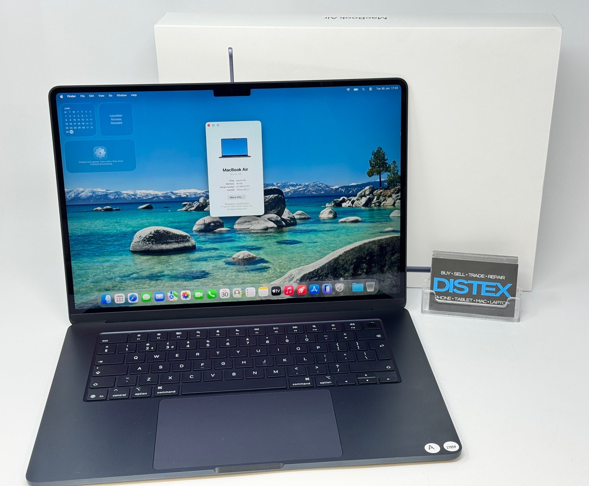 Apple MacBook Air M5 15" 16GB RAM 512GB SSD Boxed Midnight (A) Apple Warranty 17/04/2027 M27059