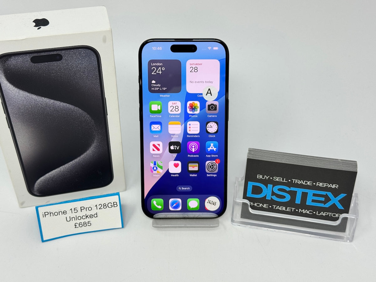 Apple iPhone 15 Pro 128GB Unlocked Black Titanium (A) M24245