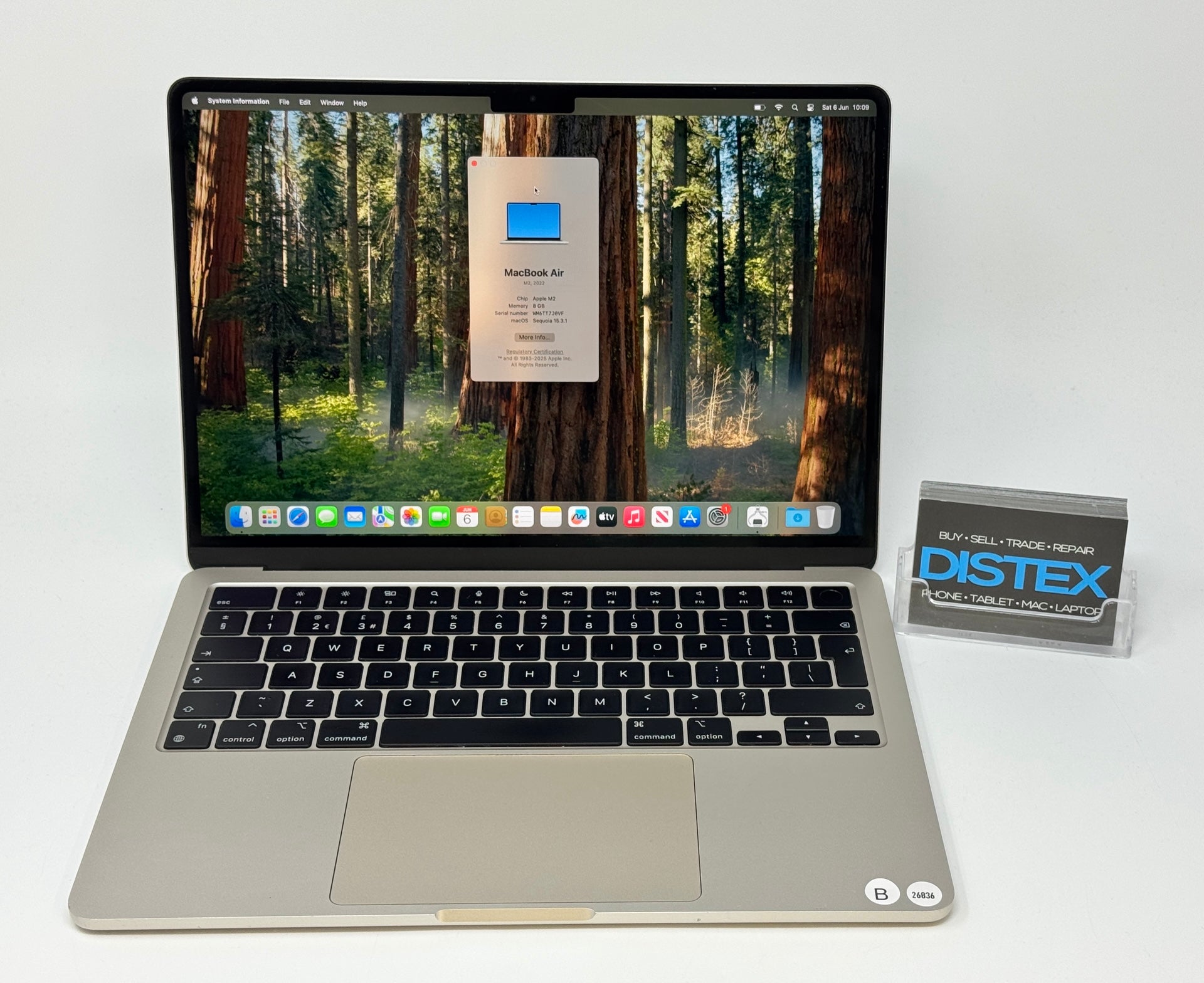Apple MacBook Air 2022 13" 8GB GAM 256B SSD Apple M2 Starlight (B) M26836