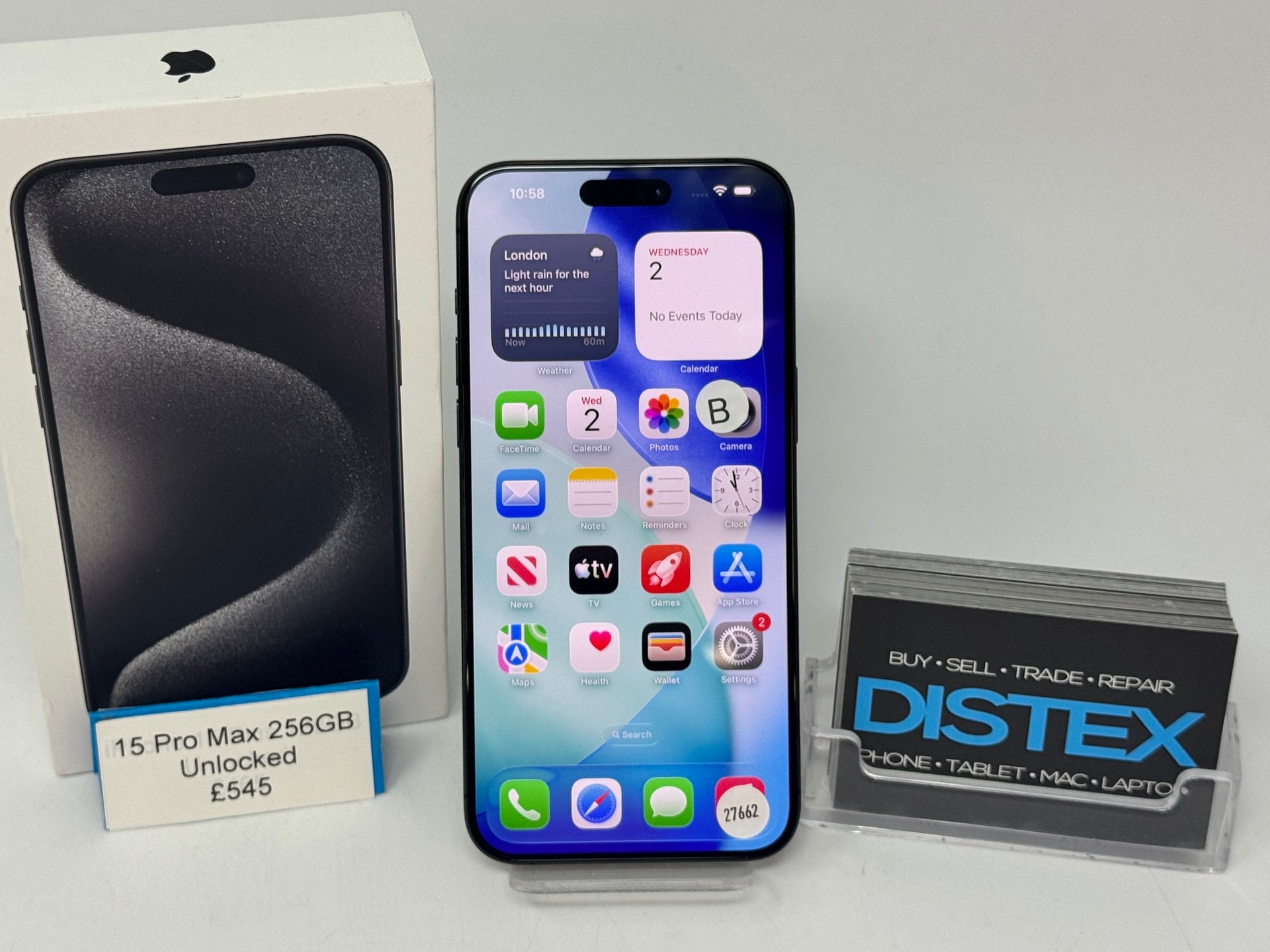 Apple iPhone 15 Pro Max 256GB Unlocked Black Titanium (B) M27662