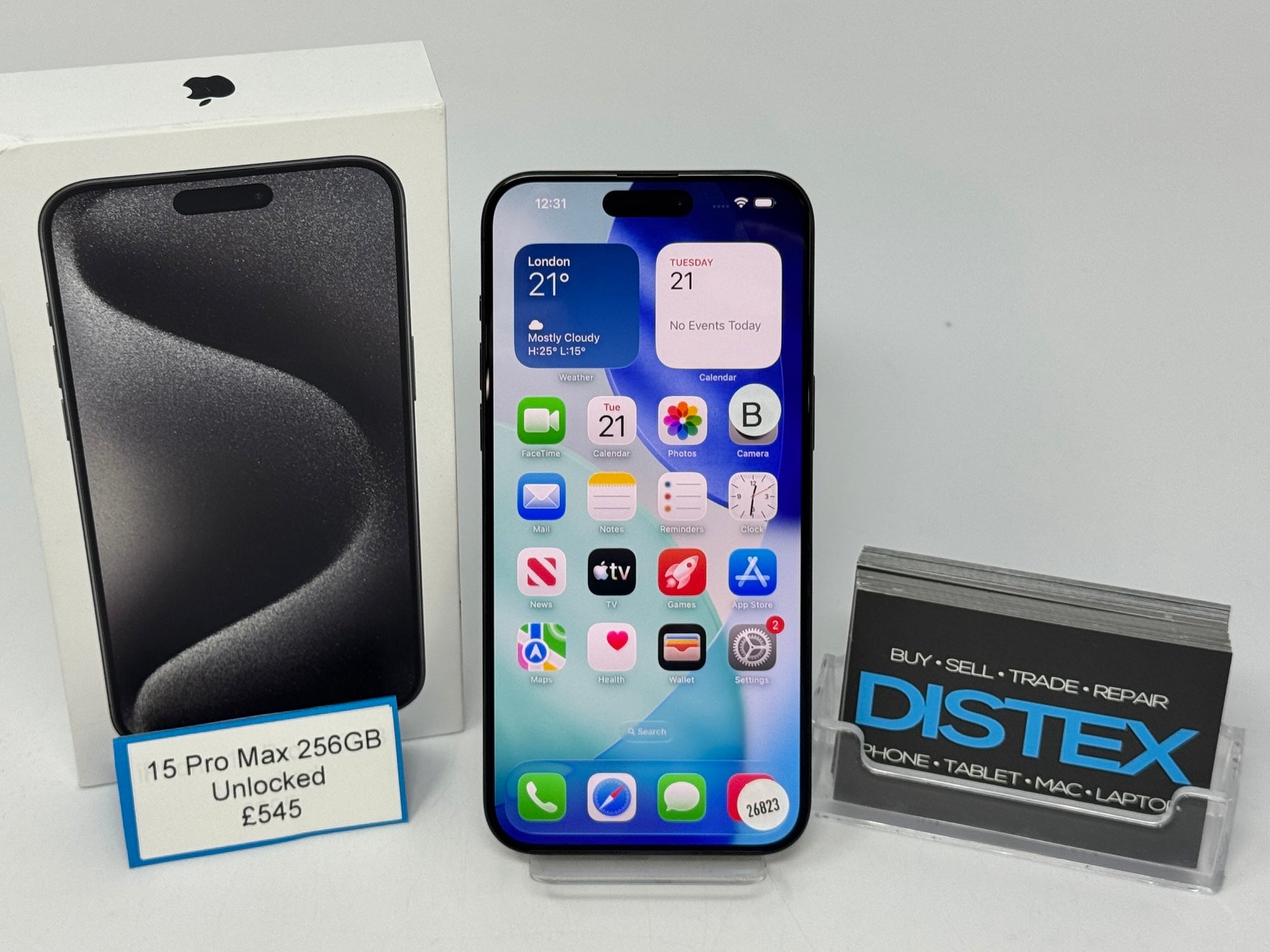 Apple iPhone 15 Pro Max 256GB Unlocked Black Titanium (B) M26823