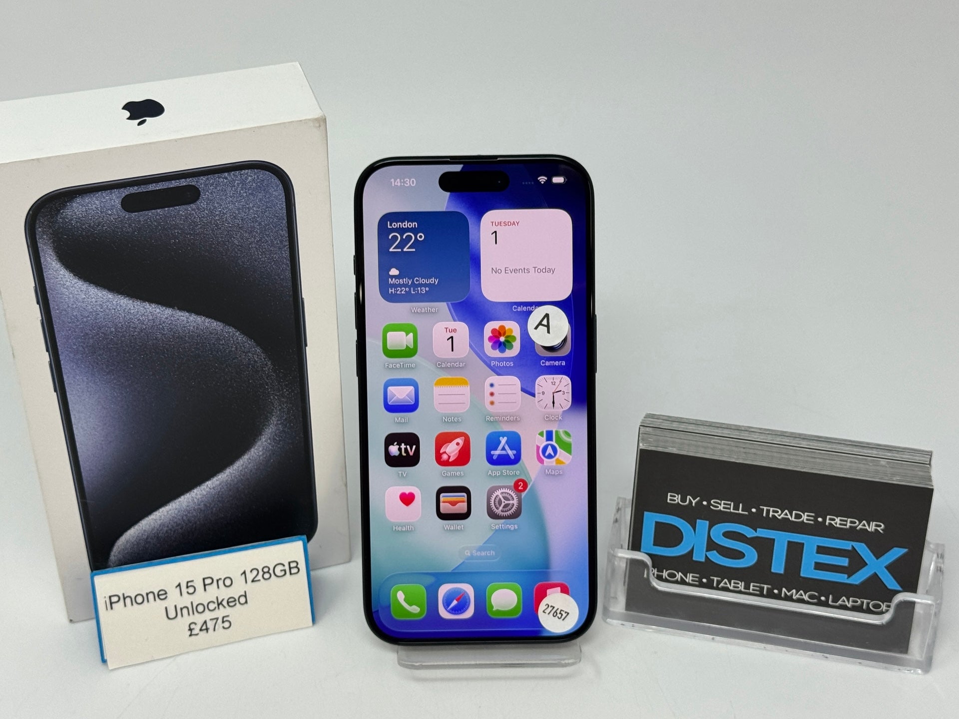 Apple iPhone 15 Pro 128GB Unlocked Blue Titanium (A) M27657