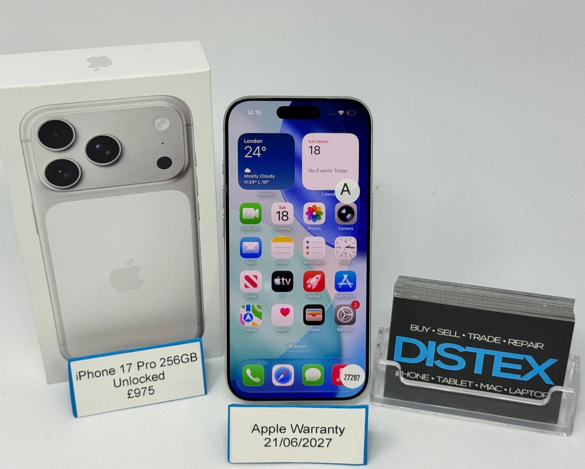 Apple iPhone 17 Pro 256GB Unlocked Silver (A) Apple Warranty 21/06/2027 M27207
