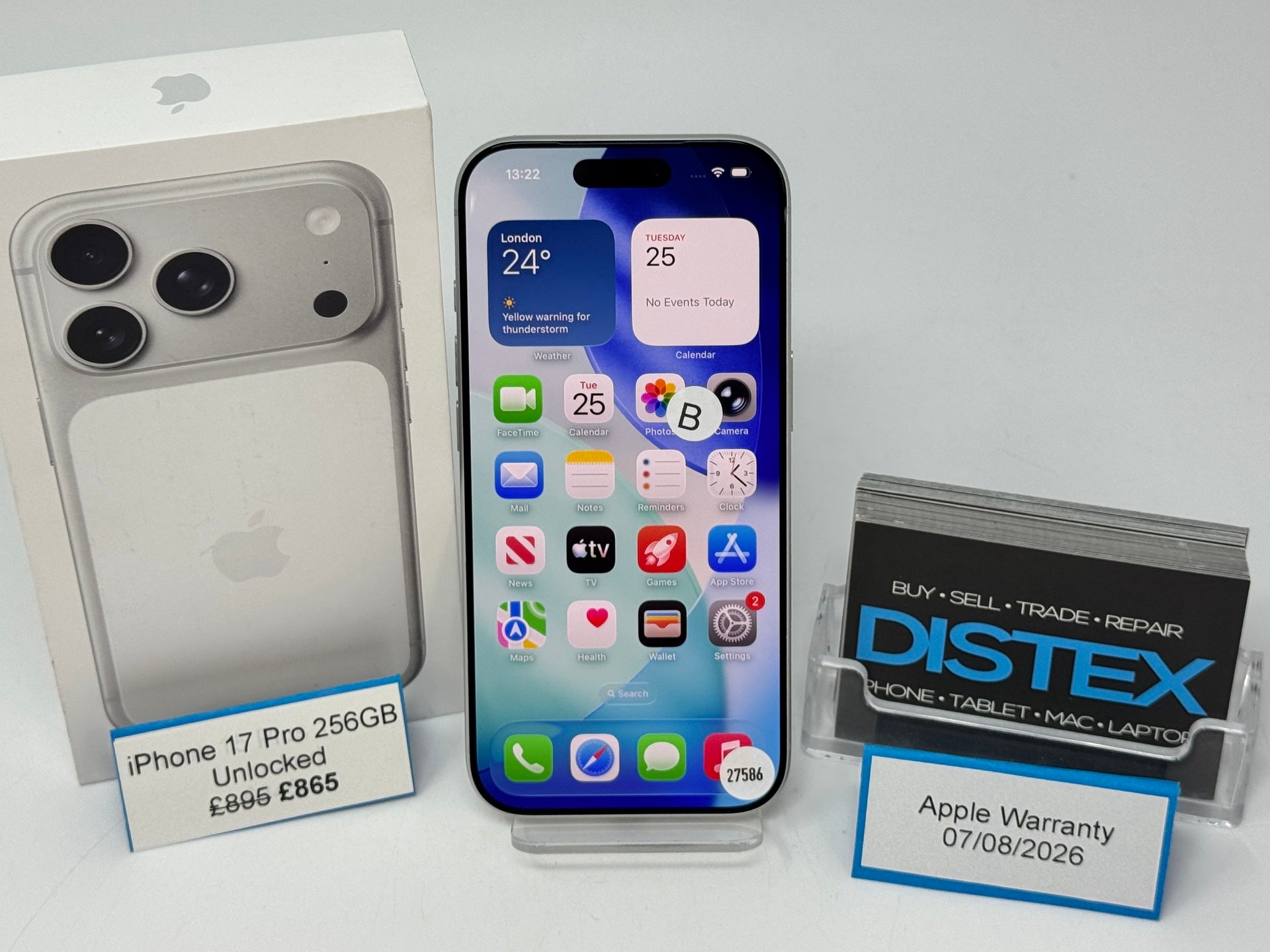 Apple iPhone 17 Pro 256GB Unlocked Silver (B) Apple Warranty 07/08/2026 M27586