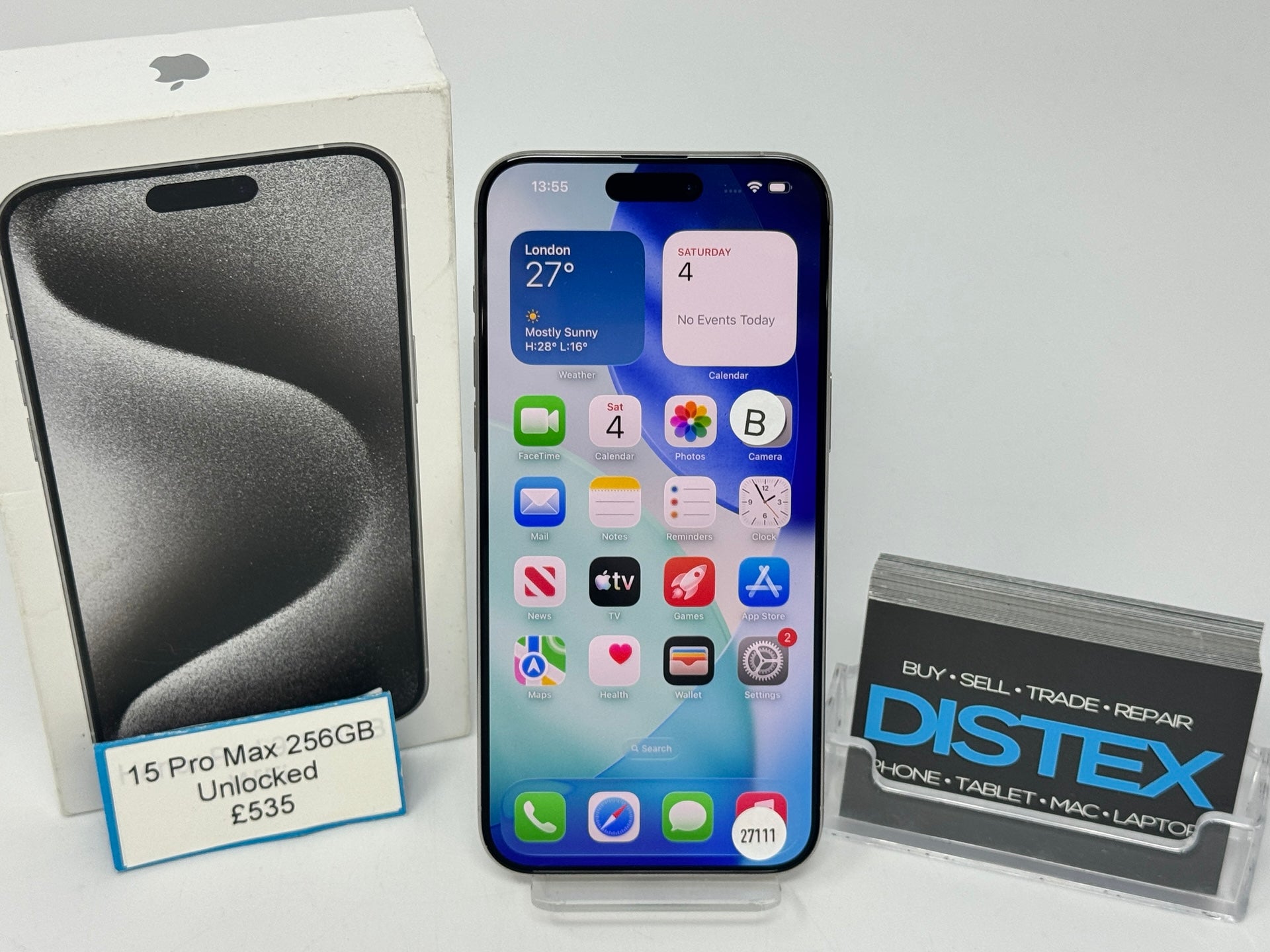 Apple iPhone 15 Pro Max 256GB Unlocked White Titanium (B) M27111
