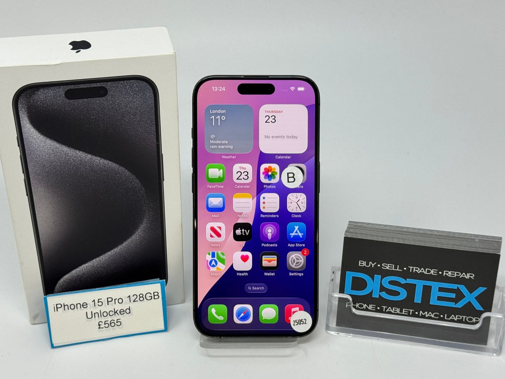 Apple iPhone 15 Pro 128GB Unlocked Black Titanium (B) M25052