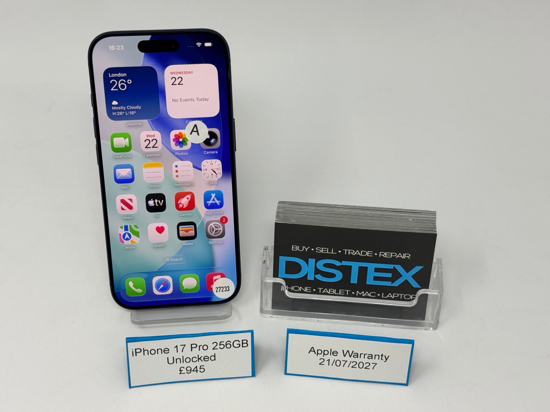 Apple iPhone 17 Pro 256GB Unlocked Blue (A) Apple Warranty 21/07/2027 M27233