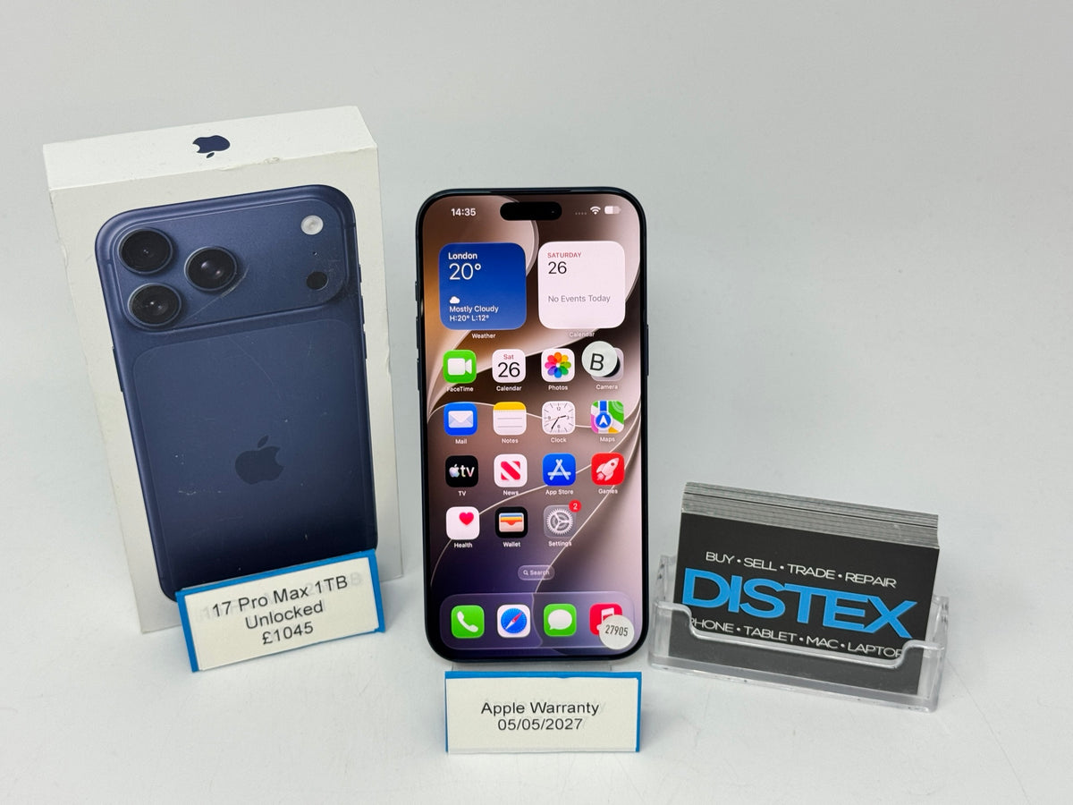 Apple iPhone 17 Pro Max 1TB Unlocked Blue (B) Apple Warranty 05/05/2027 M27905