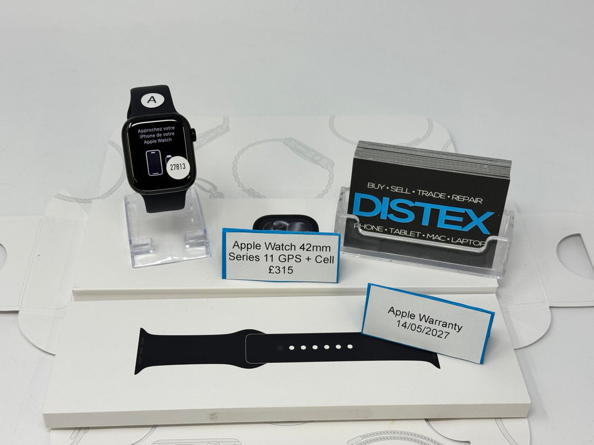 Apple Watch Series 11 42mm GPS+Cellular Jet Black (A) Apple Warranty 14/05/2027 M27813