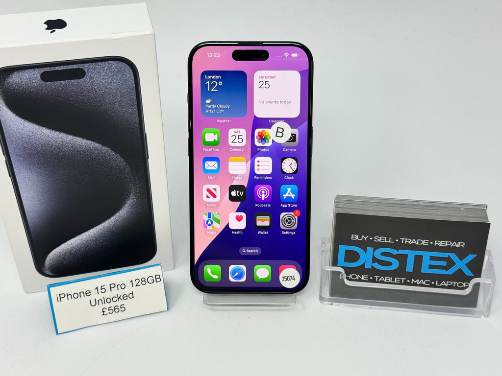 Apple iPhone 15 Pro 128GB Unlocked Black Titanium (B) M25074