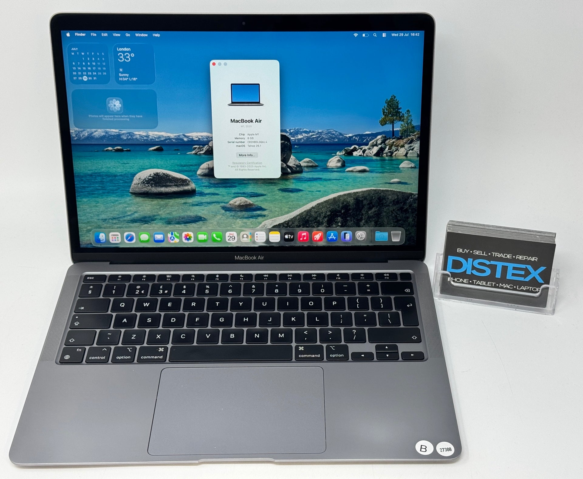 Apple MacBook Air 2020 13" 8GB RAM 256GB SSD Apple M1 Space Grey (B) M27308