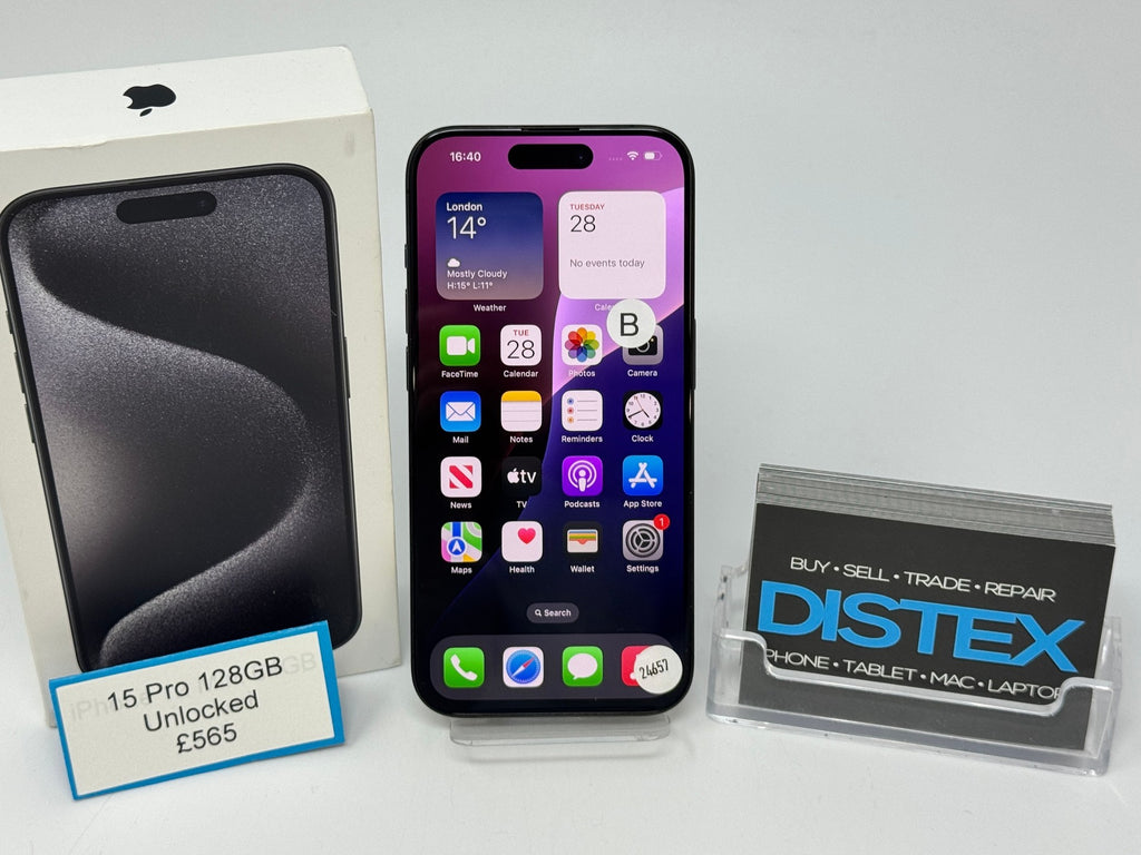 Apple iPhone 15 Pro 128GB Unlocked Space Black (B) M24657