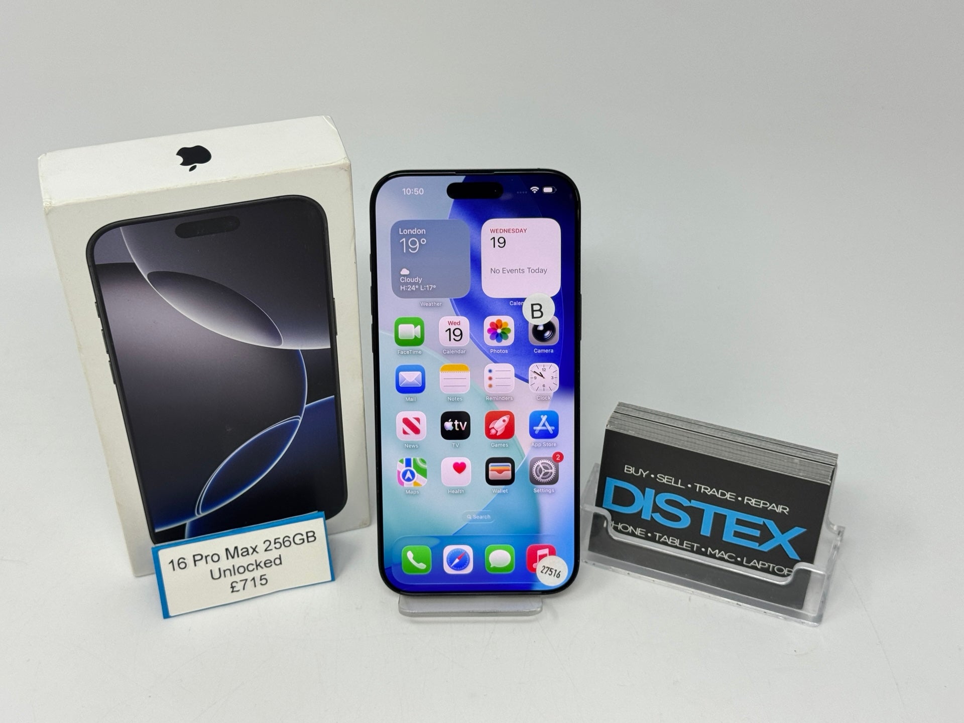Apple iPhone 16 Pro Max 256GB Unlocked Black Titanium (B) M27516