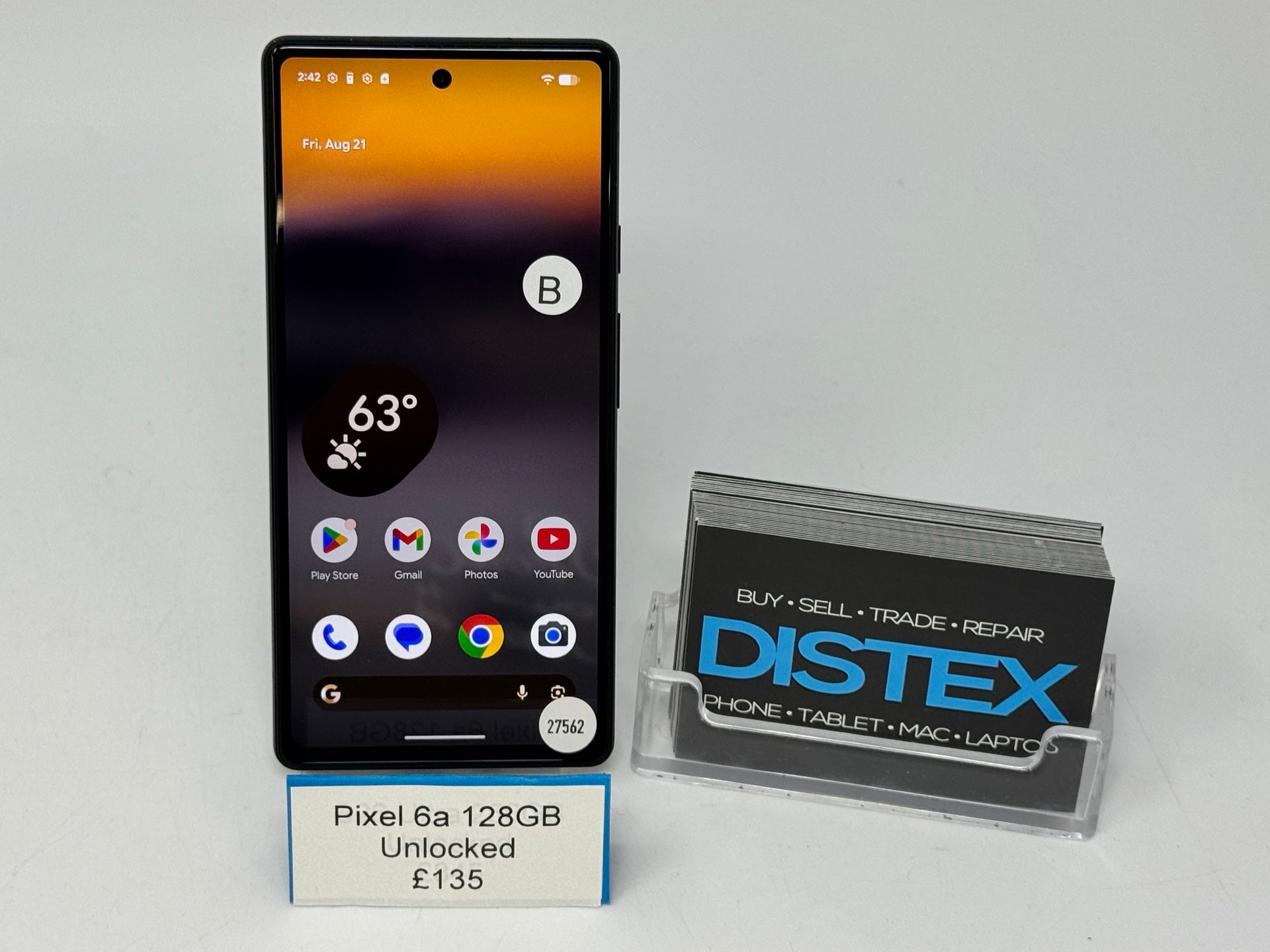 Google Pixel 6a 128GB Unlocked Charcoal (B) M27562