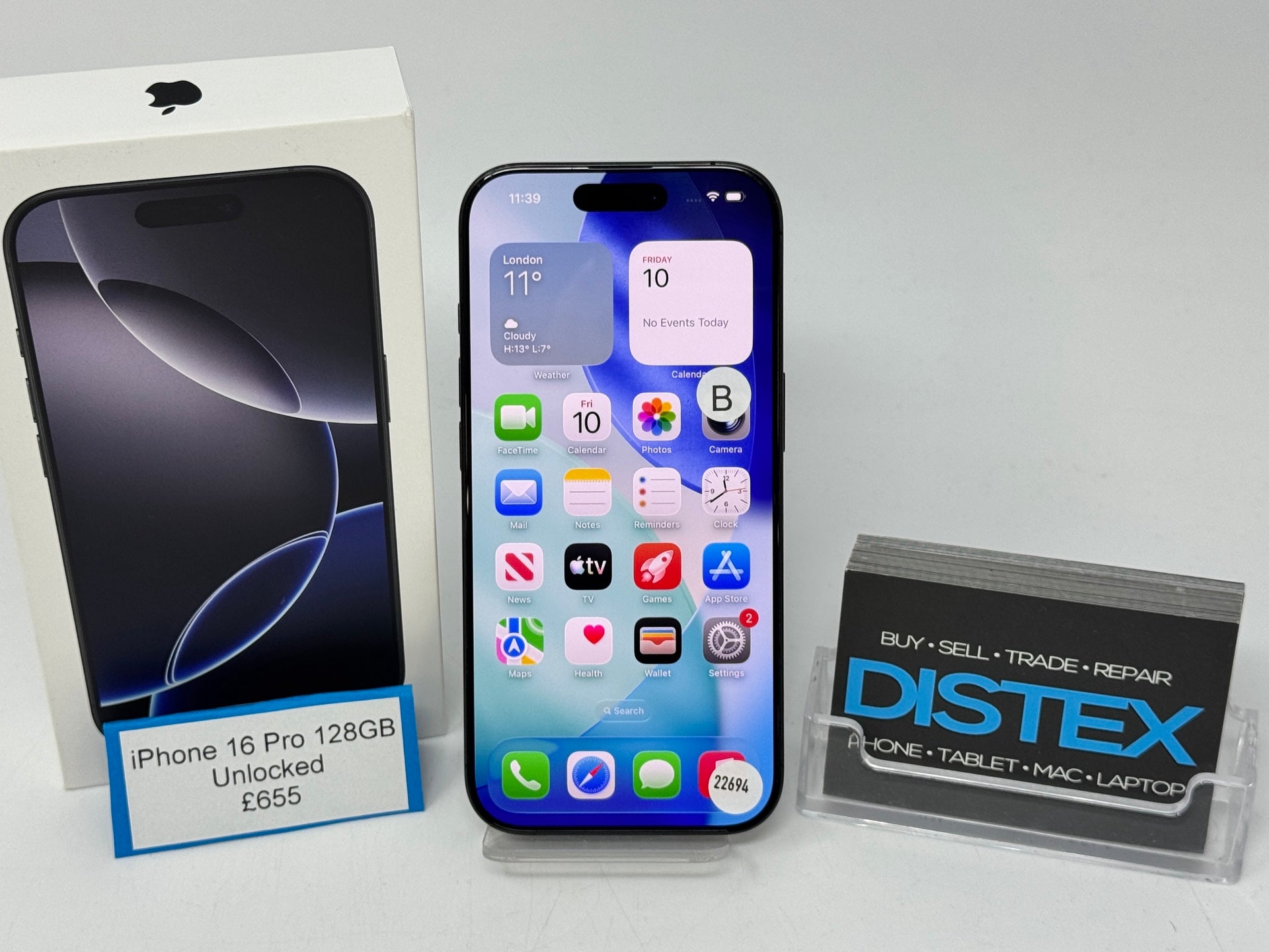 Apple iPhone 16 Pro 128GB Unlocked Black Titanium (B) M22694