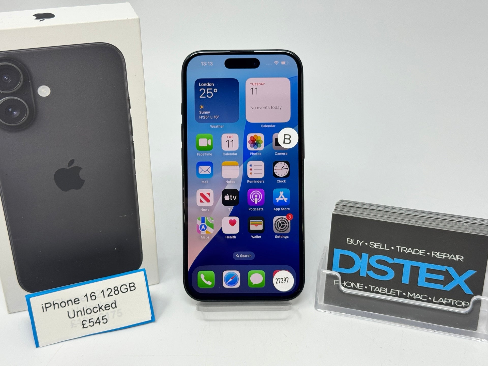 Apple iPhone 16 128GB Unlocked Black (B) M27397