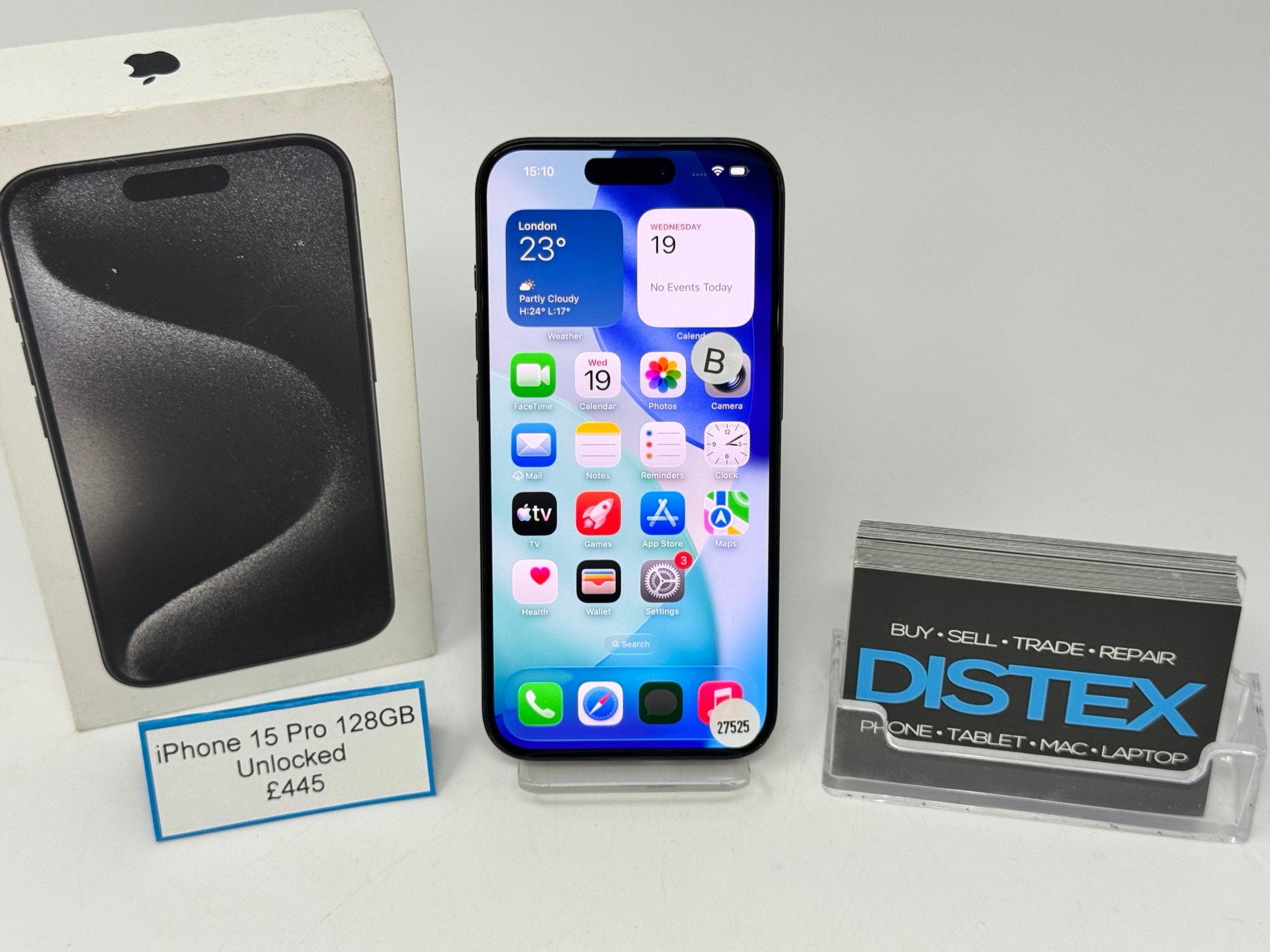 Apple iPhone 15 Pro 128GB Unlocked Black Titanium (B) M27525