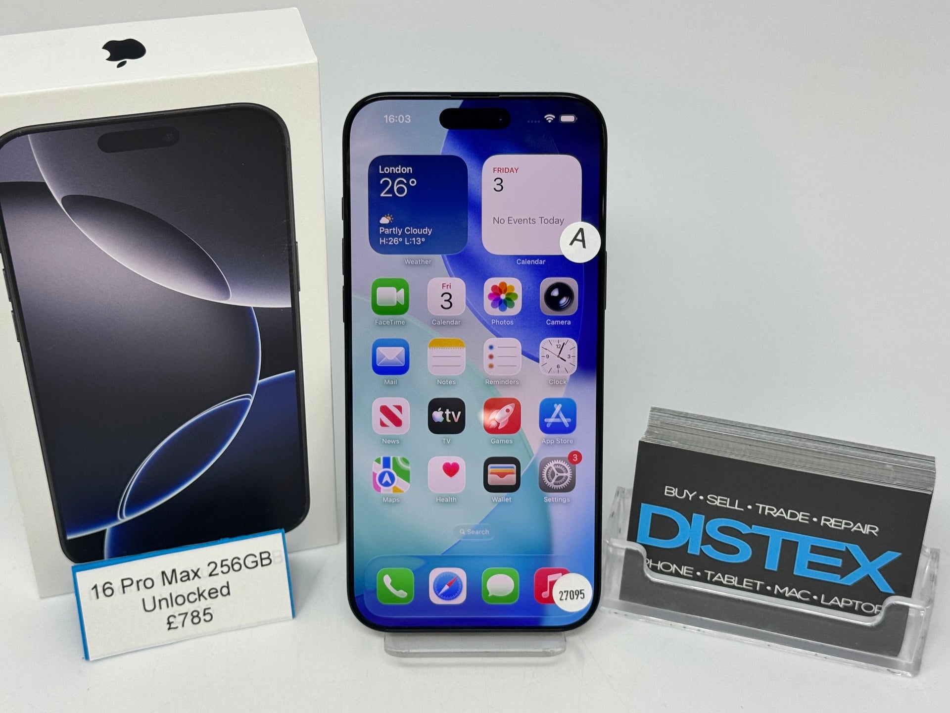 Apple iPhone 16 Pro Max 256GB Unlocked Black Titanium (A) M27095