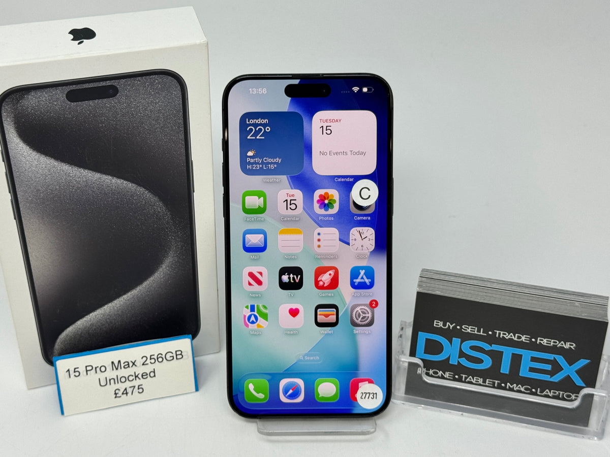 Apple iPhone 15 Pro Max 256GB Unlocked Black Titanium (C) M27731