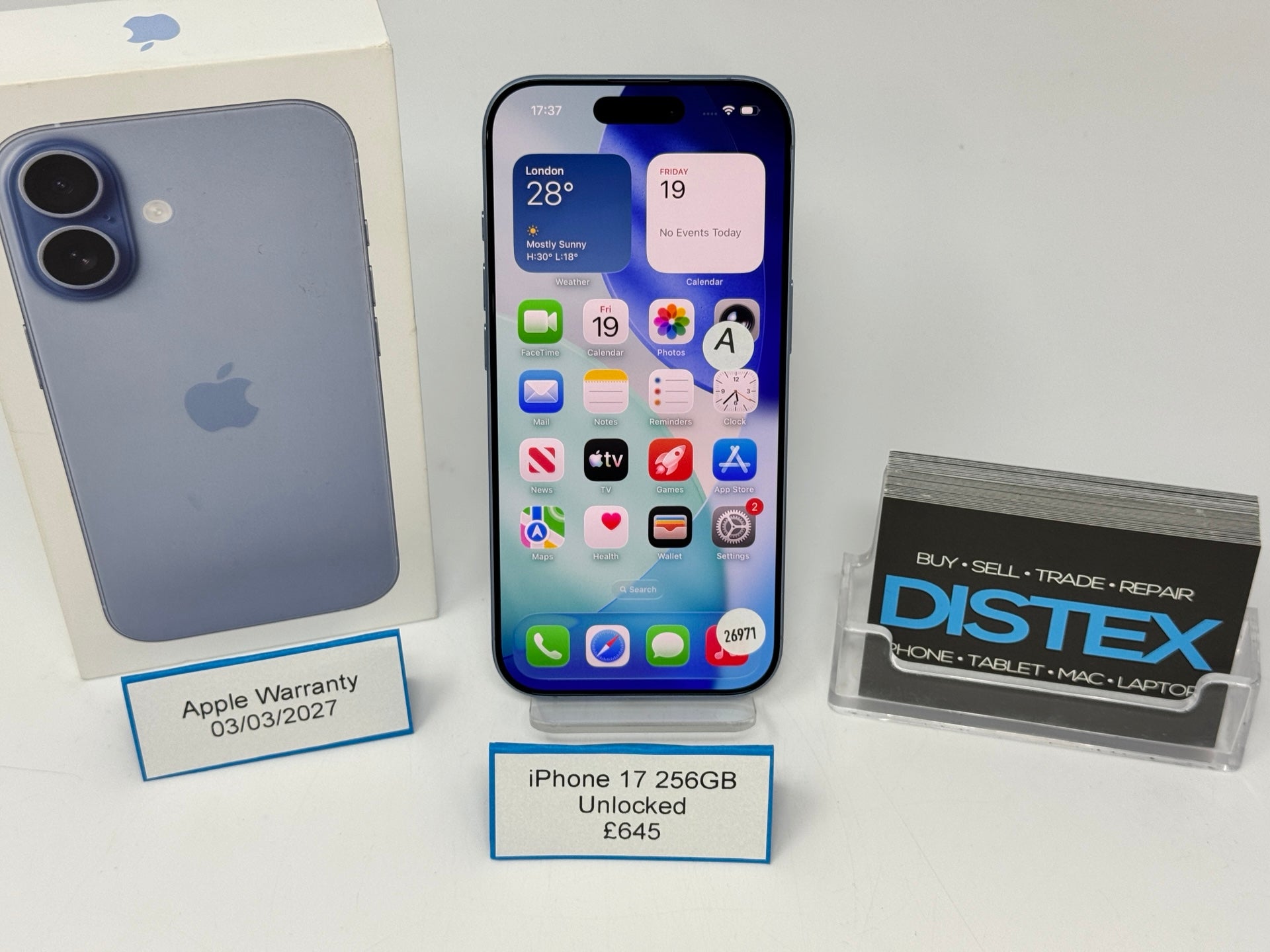 Apple iPhone 17 256GB Unlocked Mist Blue (A) Apple Warranty 03/03/2027 M26971