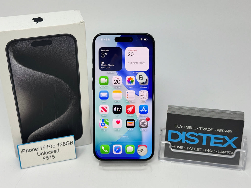 Apple iPhone 15 Pro 128GB Unlocked Black Titanium (B) M25296