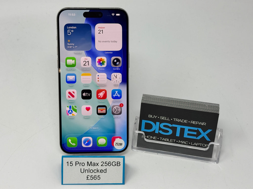Apple iPhone 15 Pro Max 256GB Unlocked Silver Titanium (B) M25289