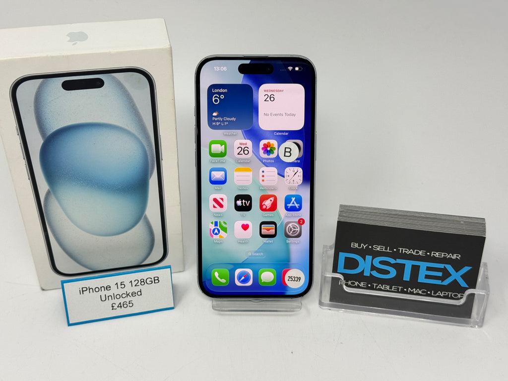 Apple iPhone 15 128GB Unlocked Blue (B) M25339
