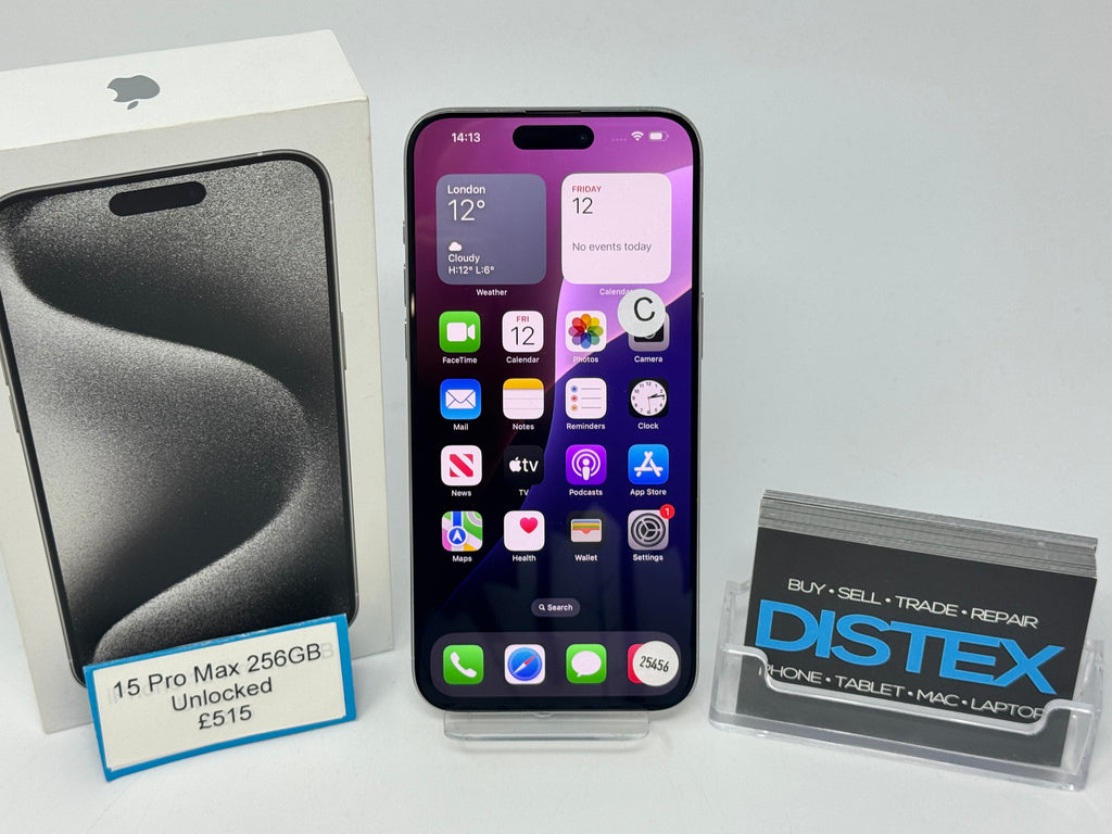 Apple iPhone 15 Pro Max 256GB Unlocked White Titanium (C) M25456